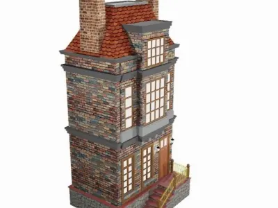 Building brick house Low-poly 3D model