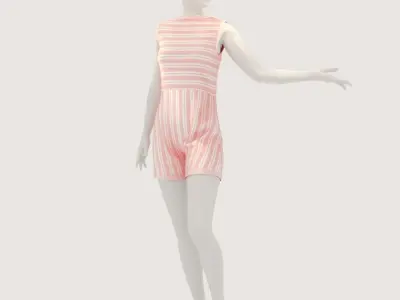 store-05 mannequin wearing striped romper 3D model