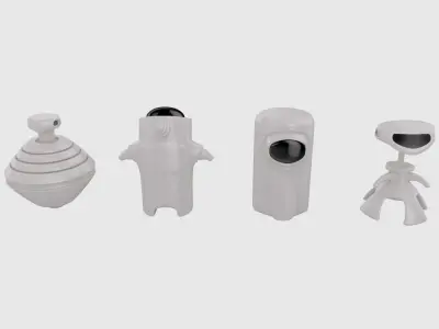 Robots set of Low-poly 3D model