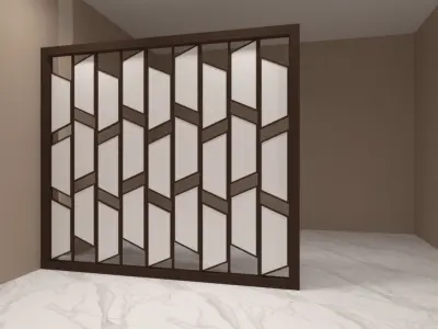 Partition room with glass door 3D print model