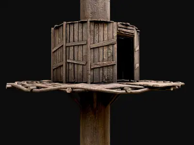 Wooden Tree House Shelters and Platforms 2 Low-poly 3D model