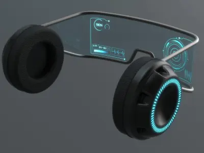 Military sci-fi headset glasses 3D model