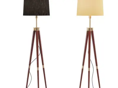 Scandinavian-style floor lamp with three wooden uprights  3D model