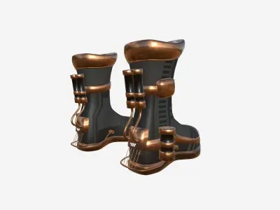 SciFi Boots A05 Copper - Character Design Fashion Low-poly 3D model