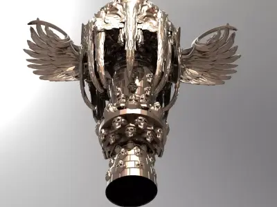 Secret cult scull gravity font Floating  3D model