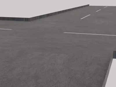 Crossroad with street dash lines - Textured  Low-poly 3D model