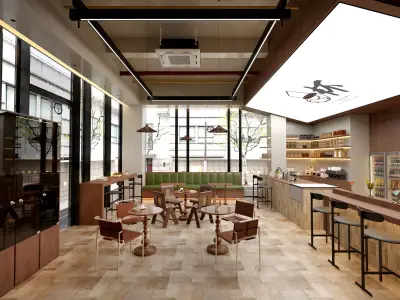 coffee shop Low-poly 3D model