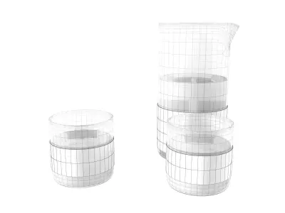 Copper Carafe and Glass Set Free 3D model