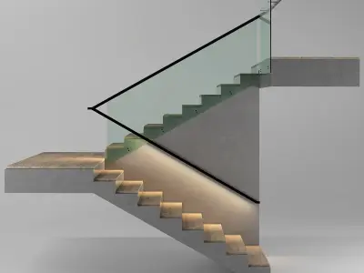 Minimalism Concrete Staircase 3D model