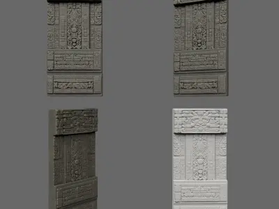 Low poly Black Mayan Temple Walls 230809 Low-poly 3D model