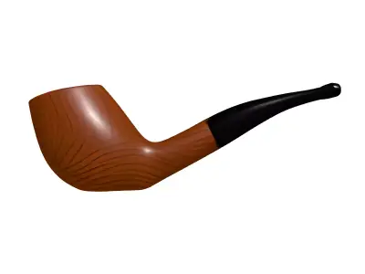 Elegant Wooden Smoking Pipe Low-poly 3D model