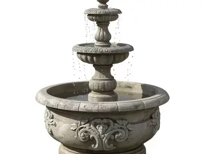 Tiered Stone Fountain 3D Model Elegant Garden Prop Low-poly 3D model