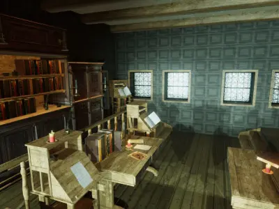 Medieval Library Update Low-poly 3D model