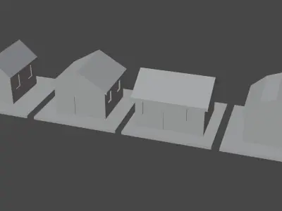 8 Lowpoly Houses 3d model Low-poly 3D model