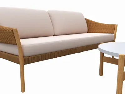 Outdoor set 2 seater sofa chair coffee table 02 3D model