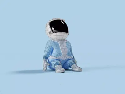 Rigged Little Space Boy Cartoon Character  3D model