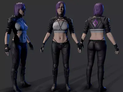 Cyberpunk Girl Low-poly 3D model