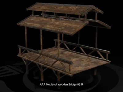 AAA Medieval Wooden Bridge Set 01 R 3D Model Pack