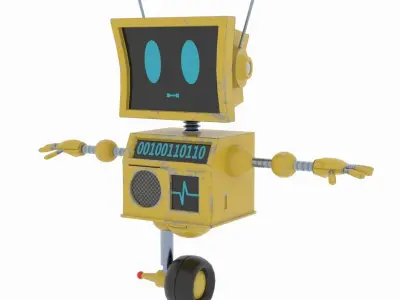 Cute Robot Low-poly 3D model 6