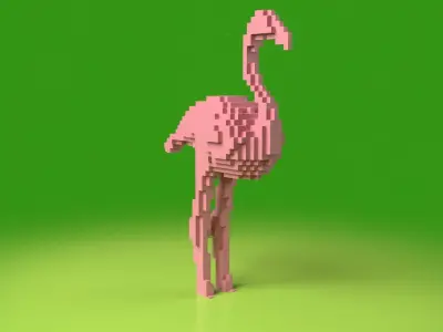 Flamingo Minecraft Voxel Low-poly 3D model