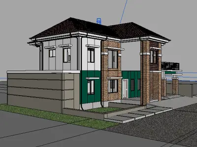 House with roof and balcony 3D model