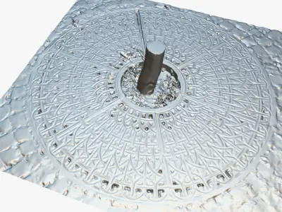 Round metal tree grille grate guard Low-poly 3D model