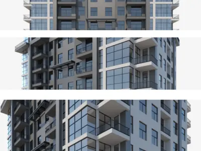 Apartment building 3D model 4