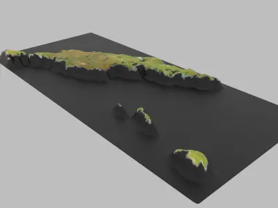 Anguilla Map Low-poly 3D model