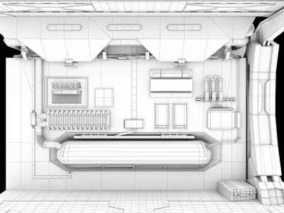 Sci Fi Corridor Lab Low-poly 3D model