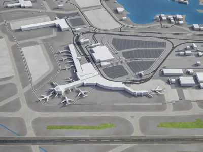 Ted Stevens  Anchorage Airport Low-poly 3D model