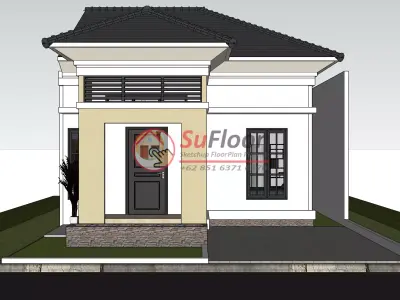 House 8x16m code 577 - Sketchup 3D model 3D model 3D model