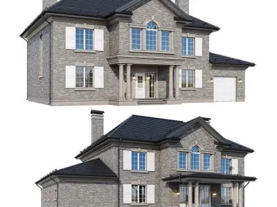 Brickstone house with BLENDER file 3D model