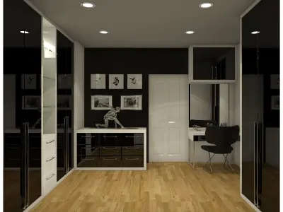Modern black bedroom 3D model