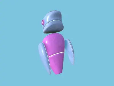 Flying Robot 03 Pink Blue - Character SciFi Design Low-poly 3D model