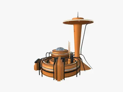 SciFi Facility D04 Orange - Sci Fi Exterior Design Low-poly 3D model