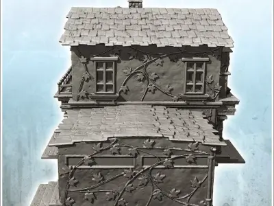 Large modern house with vehicle garage and balcony floor 9 3D print model