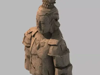 Stone Statue Group - Buddha Image 01 3D model