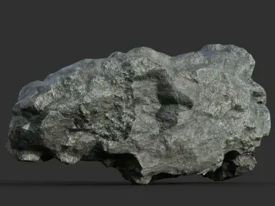 Low poly Damaged Black Rock B2 Low-poly 3D model