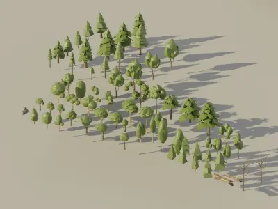 Low Poly Simple Trees Low-poly 3D model