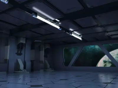 scifi sci fi blender interior corridor hallway futuristic 3D model