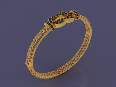 Diamond set twisted Rope bracelet 3D print model