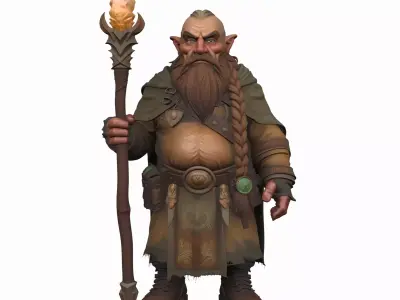 Highly Detailed World of  Dwarf Mage 3D ModelAdventurous Nimble 3D model