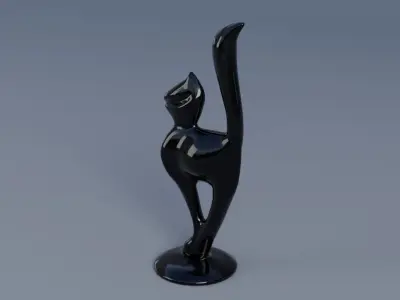 cat sculpture decoration Low-poly 3D model