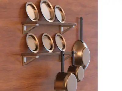 PLATES AND SAUCEPANS Low-poly 3D model