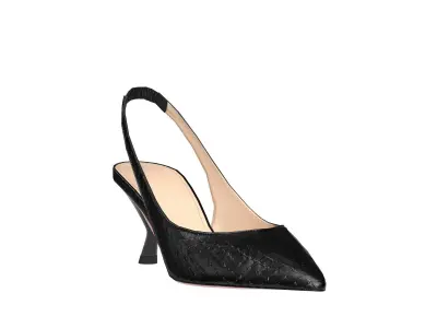 Shoes leather slingback pumps Low-poly 3D model