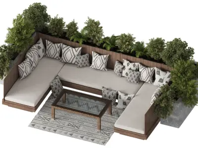 Backyard and Landscape Furniture Dining Zone Set 3D model