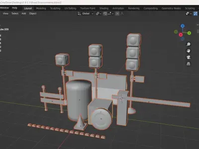 Road Environments Low-poly 3D model