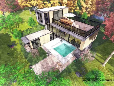 modular container home 3d model Low-poly 3D model