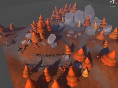 Autumn Forest Low-poly 3D model