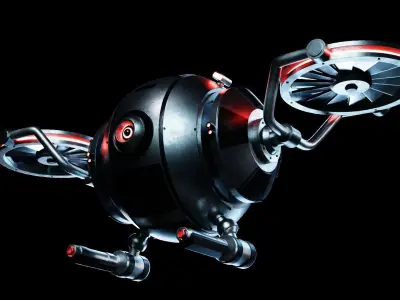 Cybernetic Drone Night Patrol Low-poly 3D model